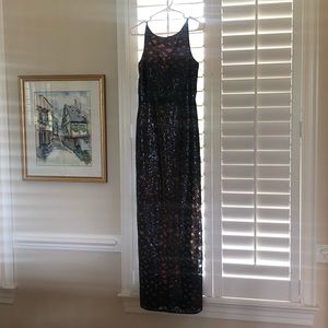 Aidan Mattox Navy Sequin Gown